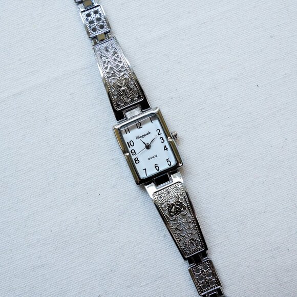 y2k silver rectangle stainless steel vintage quartz watch - Picture 8 of 9